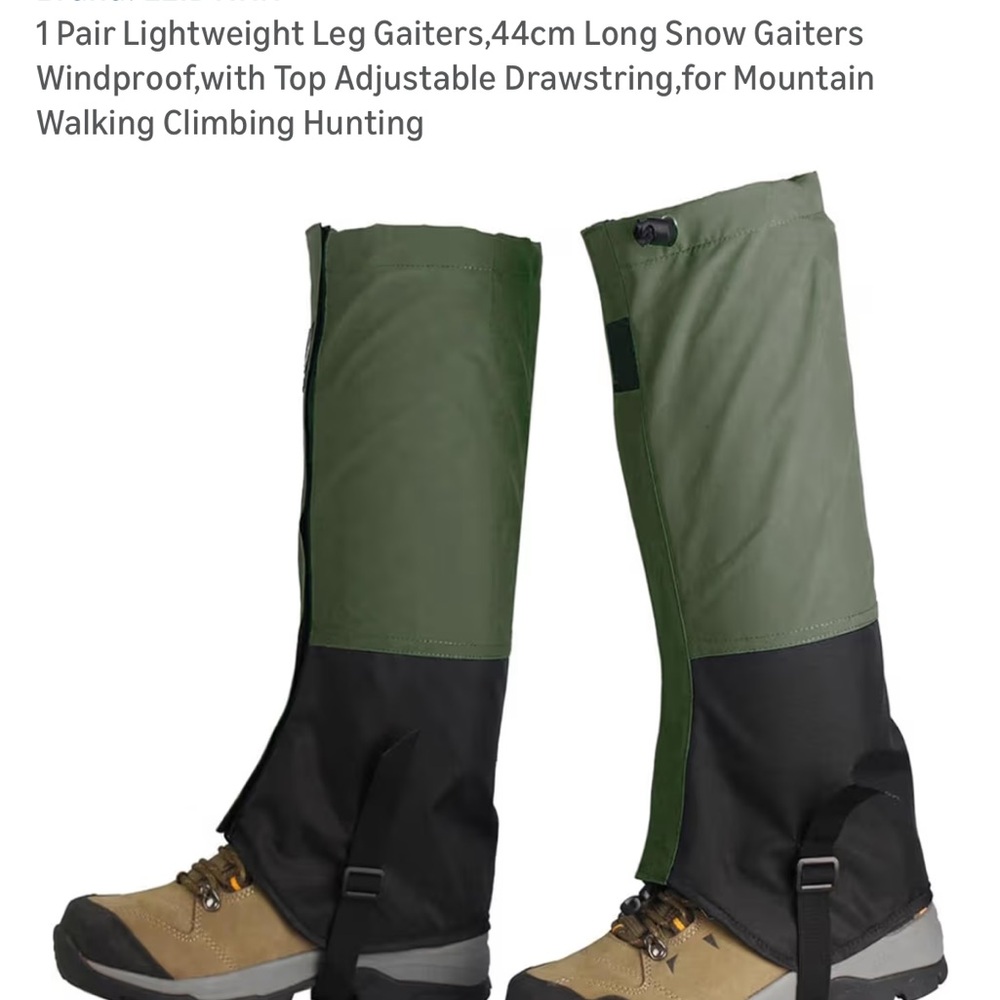 Men's Waterproof Green and Black Gaiters 2 pairs - green and white